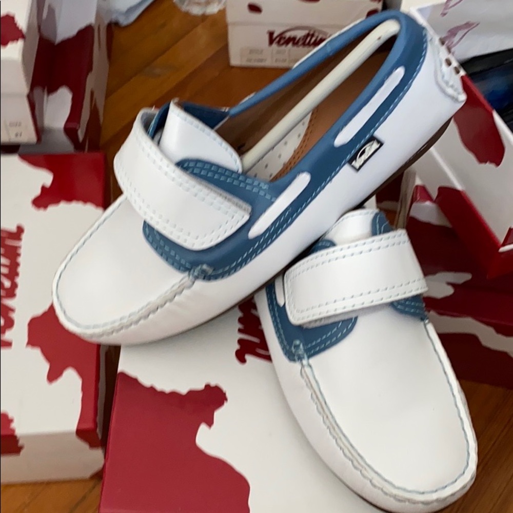Venettini Samy/Max white leather indigo shoe